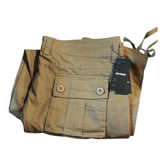 HJWE Men’s Tactical Cargo Pants Khaki Size 40 Cotton Drawstring Utility - Picture 3 of 5